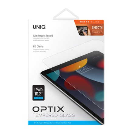 Защитное стекло Uniq OPTIX для Apple iPad 10.2, матовое, прозрачное