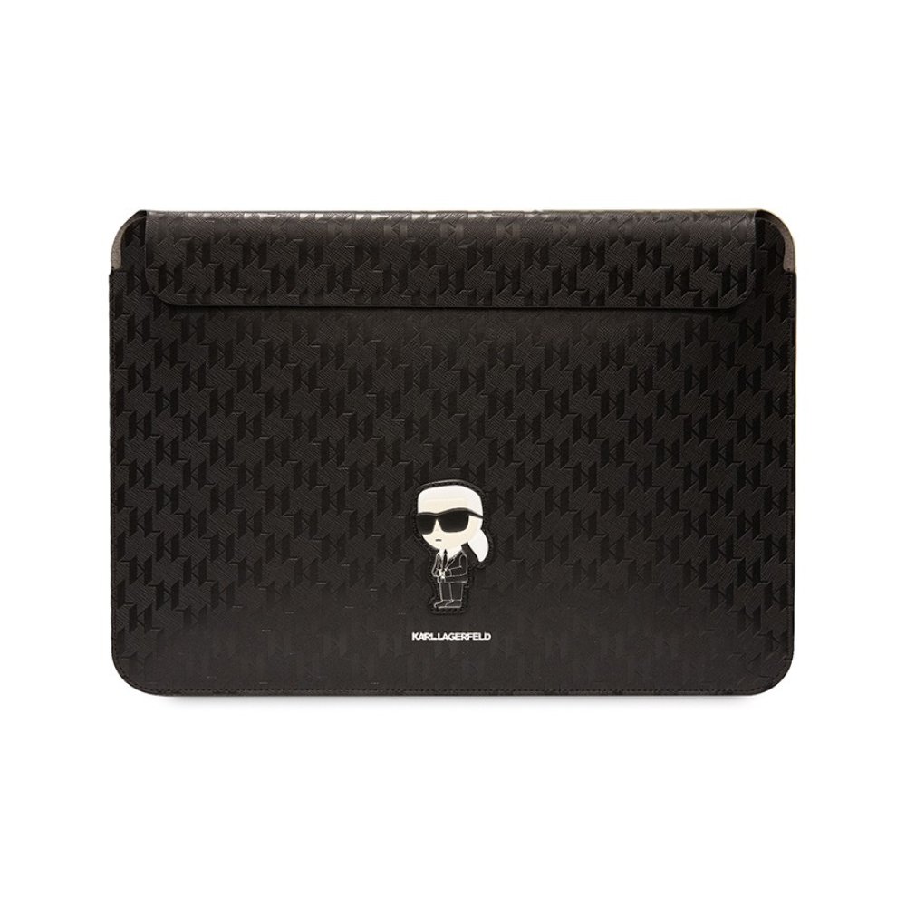 Чехол Lagerfeld Saffiano Sleeve Monogram NFT Karl Ikonik для MacBook Air/Pro 13"/Pro 14. Цвет:чёрный