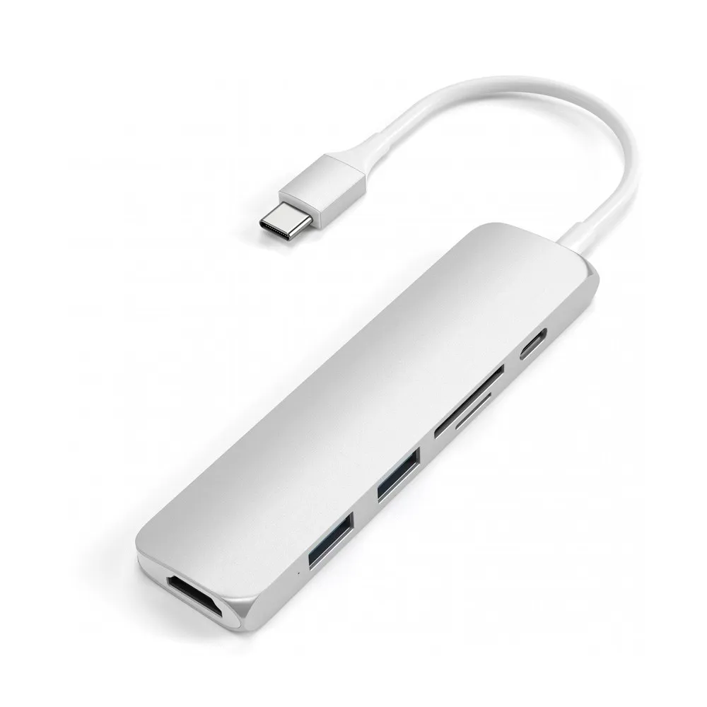USB-C адаптер Satechi Type-C Slim multiport, V2. Цвет: серебристый