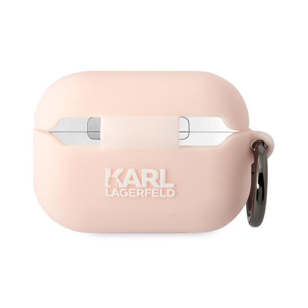 Чехол Lagerfeld NFT 3D Karl для Airpods Pro 2 силиконовый с кольцом. Цвет: розовый