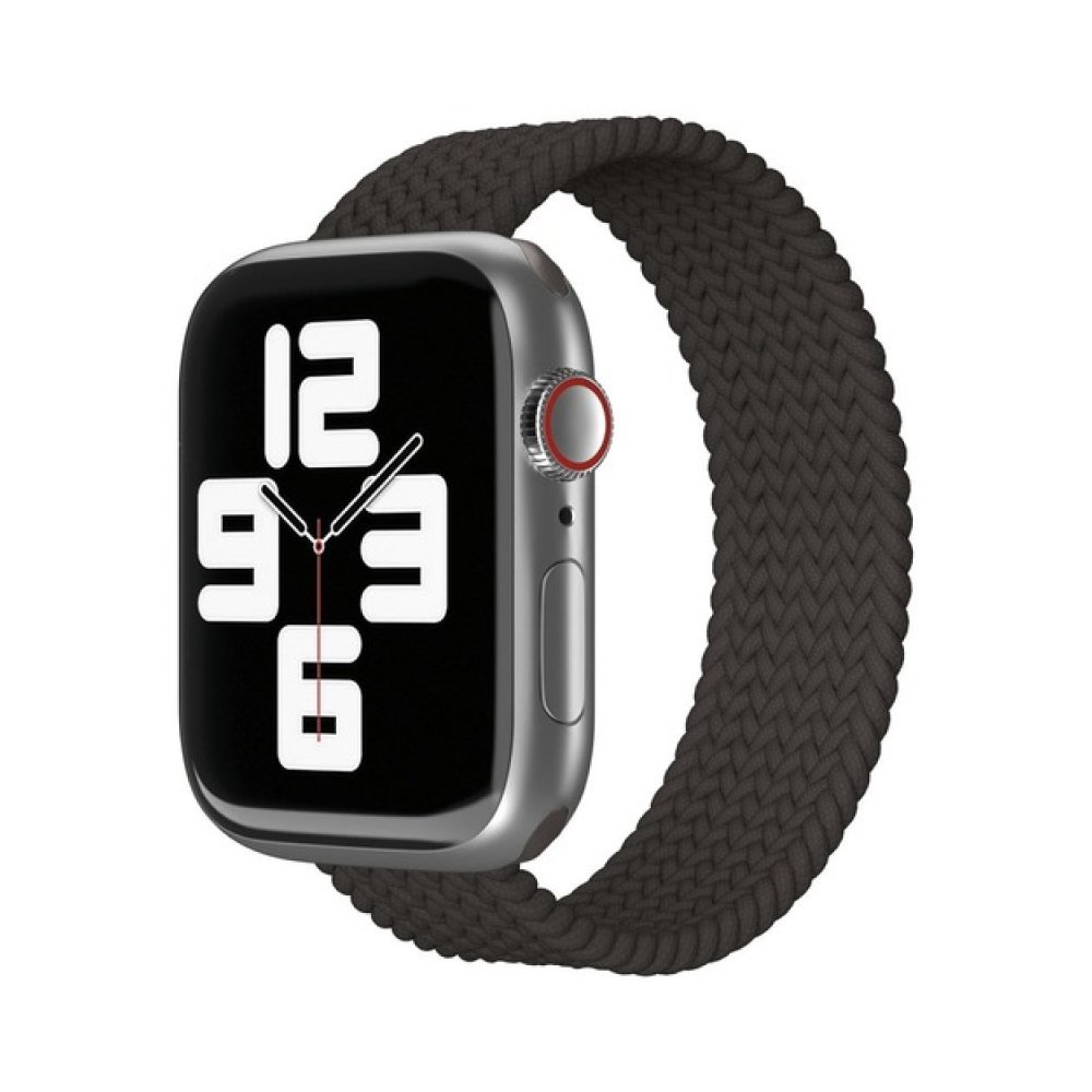 Ремешок нейлоновый плетёный VLP для Apple Watch 42мм/44мм/45мм, L/XL, 2 шт. Цвет: чёрный