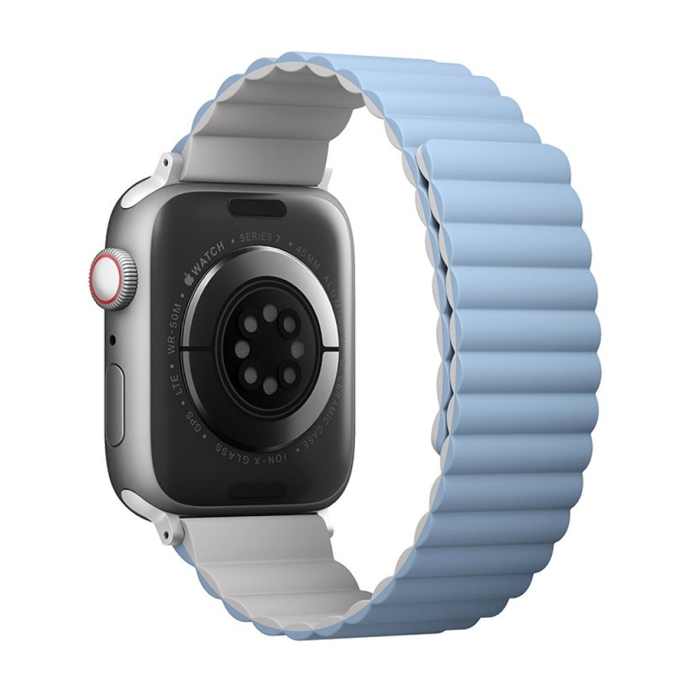Ремешок силиконовый Uniq Revix reversible Magnetic для Apple Watch 38мм/40мм. Цвет: белый/синий