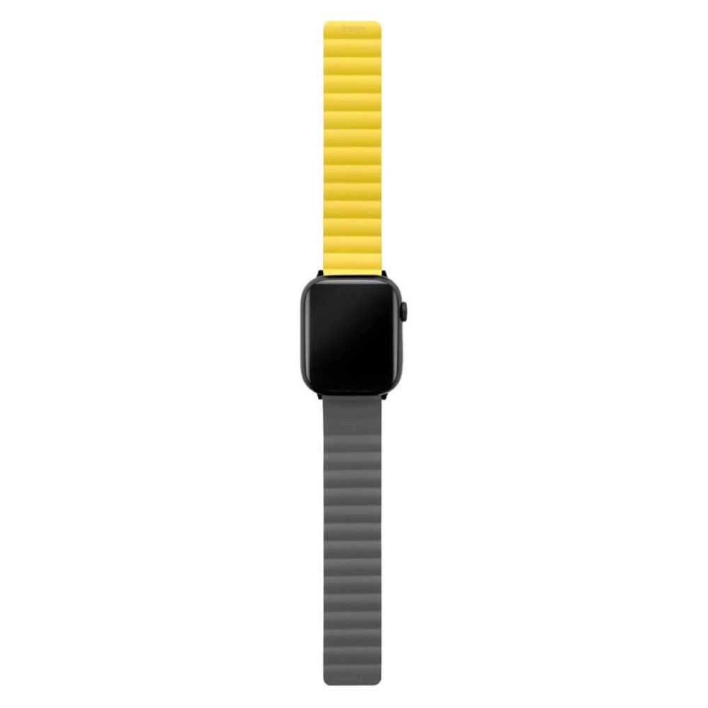 Ремешок силиконовый магнитный uBear Mode для Apple Watch 42/44/45мм. Цвет: серый/жёлтый