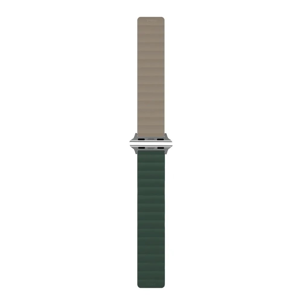 Ремешок силиконовый магнитный uBear Mode для Apple Watch 42/44/45мм. Цвет: зелёный/серый