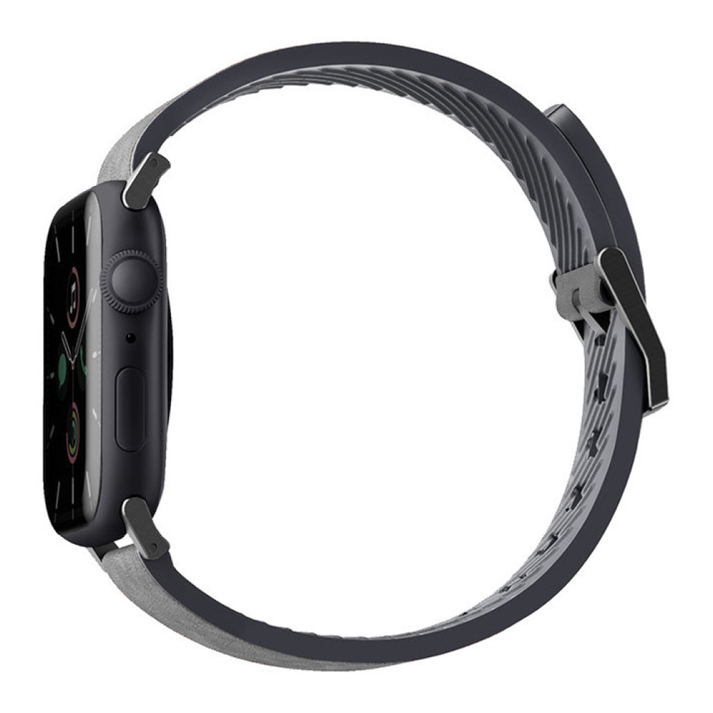 Ремешок кожа/силикон Uniq Straden Waterproof для Apple Watch 42мм/44мм. Цвет: серый