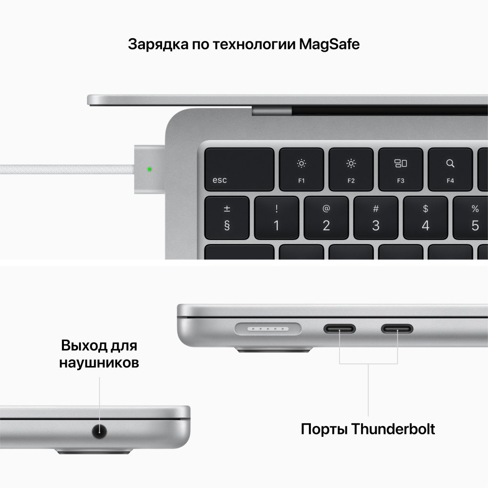 Ноутбук Apple MacBook Air (M2, 2022), 256 ГБ SSD Цвет: серебристый