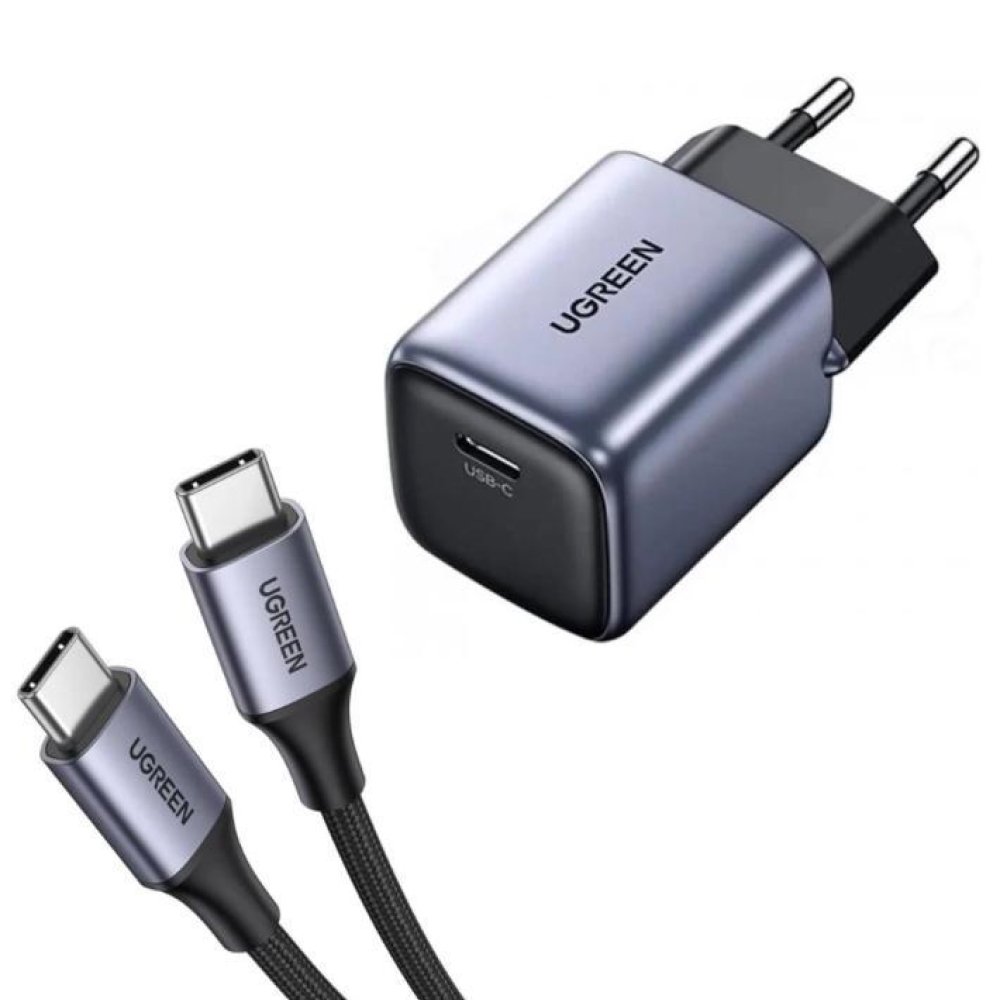 Сетевое зарядное устройство UGREEN CD319 Nexode Mini 30W USB-C GaN Fast Charger с кабелем 1м. Цвет: