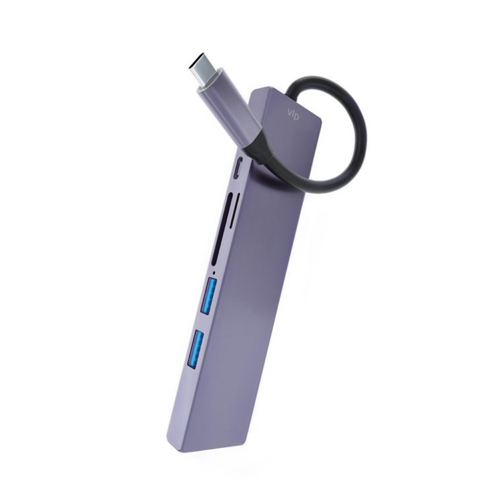 USB-хаб VLP Multiport 6 в 1хUSB-C, 2хUSB-A 3.0, HDMI, RJ-45, SD/Micro SD. Цвет: графит
