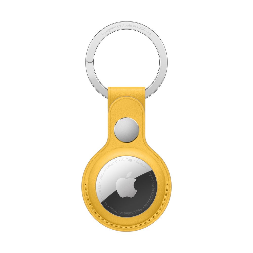 Кожаный брелок для AirTag с кольцом для ключей. Цвет: "Лимонный сироп"