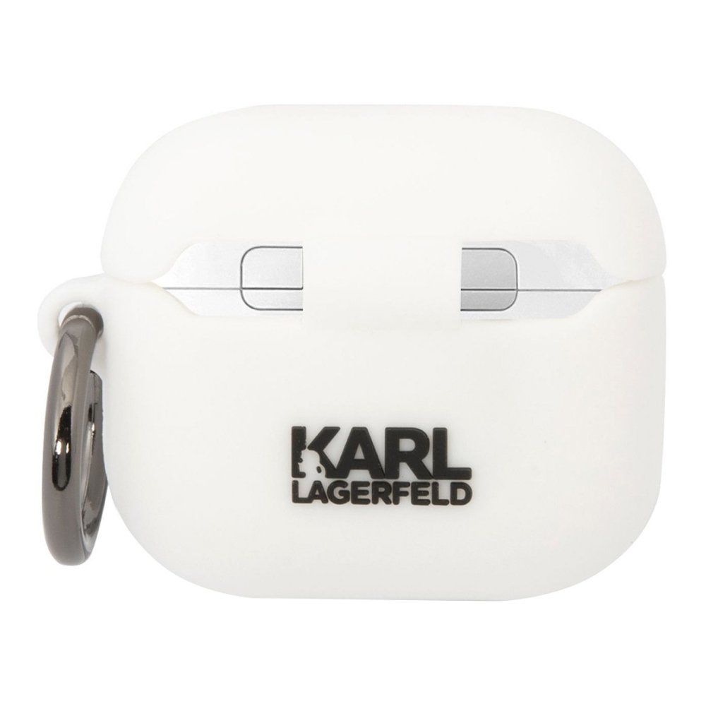 Чехол Lagerfeld Karl & Choupette для AirPods 3 с кольцом, силикон. Цвет: белый
