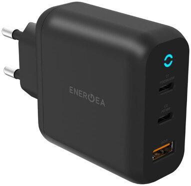 Адаптер питания EnergEA Ampcharge Gan65, 2 USB-C PD65W+18W+USB-A PPS/QC3.0. Цвет: чёрный