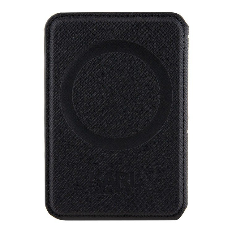 Магнитный бумажник Lagerfeld Wallet Cardslot MagSafe Stand Saffiano NFT Karl&Choupette Цвет: чёрный