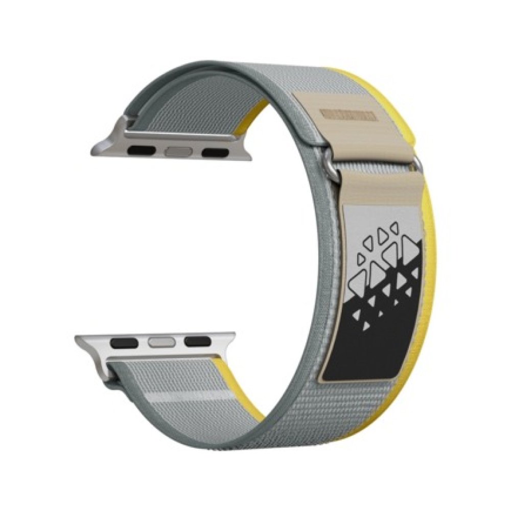 Ремешок нейлоновый Lyambda Premium Meleph для Apple Watch 42/44/45/49мм. Цвет: серый/жёлтый