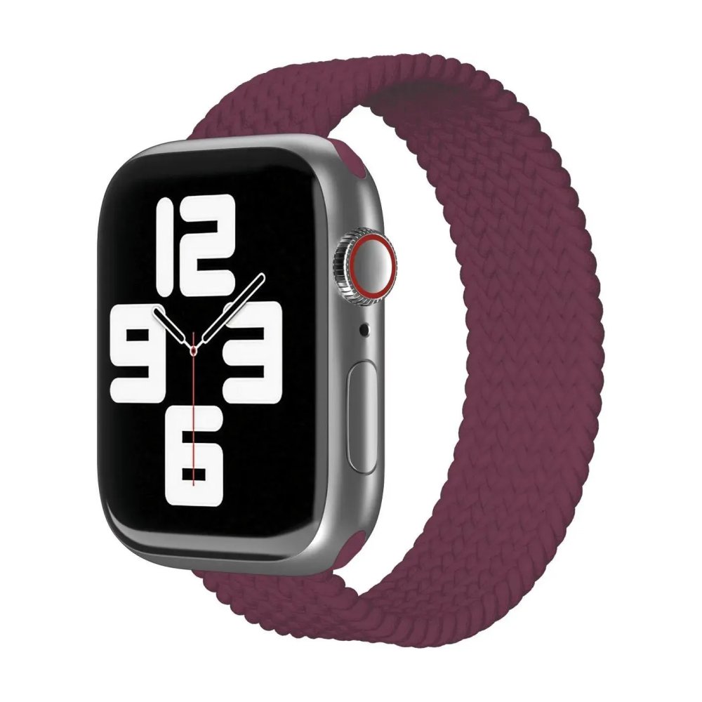 Ремешок нейлоновый плетёный VLP для Apple Watch 42мм/44мм/45мм, L/XL, 2 шт. Цвет: марсала