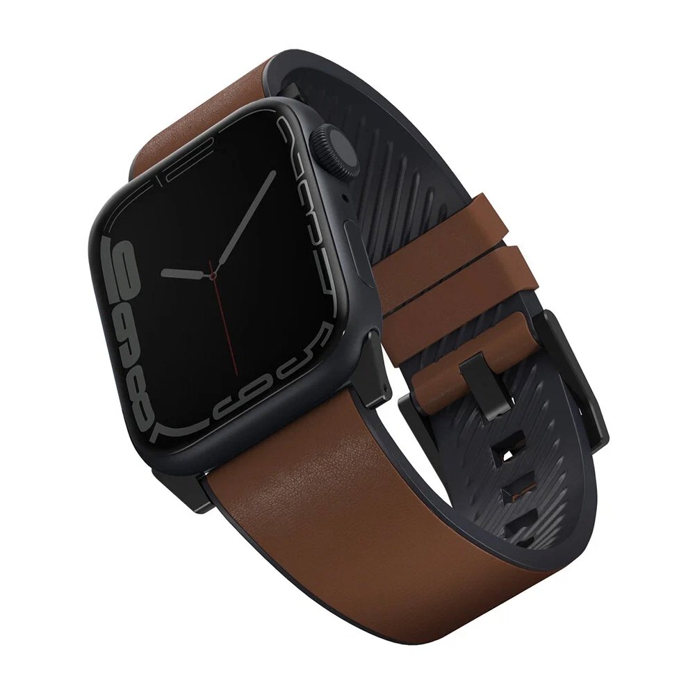 Ремешок кожа/силикон Uniq Straden Waterproof для Apple Watch 42мм/44мм. Цвет: коричневый