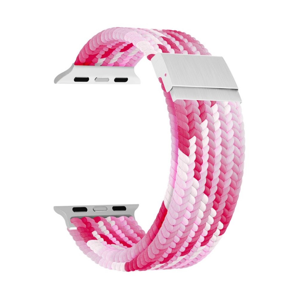 Ремешок нейлоновый Lyambda Pleione для Apple Watch 38/40/41мм. Цвет: розовый/белый