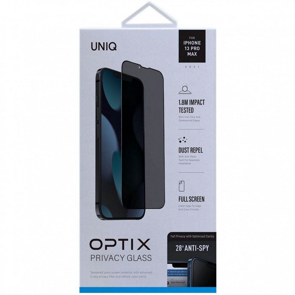 Защитное стекло Uniq OPTIX Privacy (приватное) для iPhone 13 Pro Max. 2.85D.