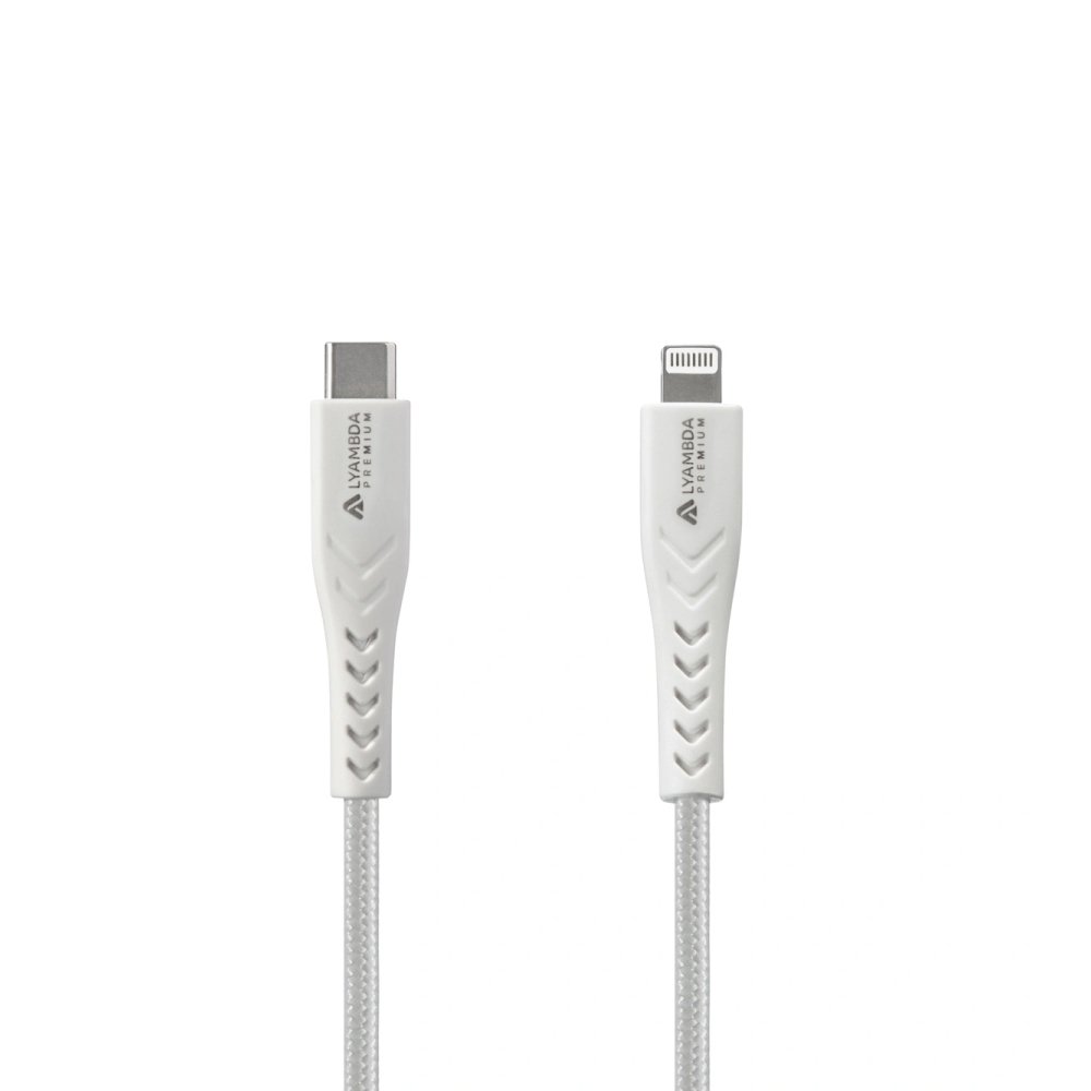 Кабель Lyambda MFI USB-C — Lightning M/M, 3А, 0.25м. Цвет: белый