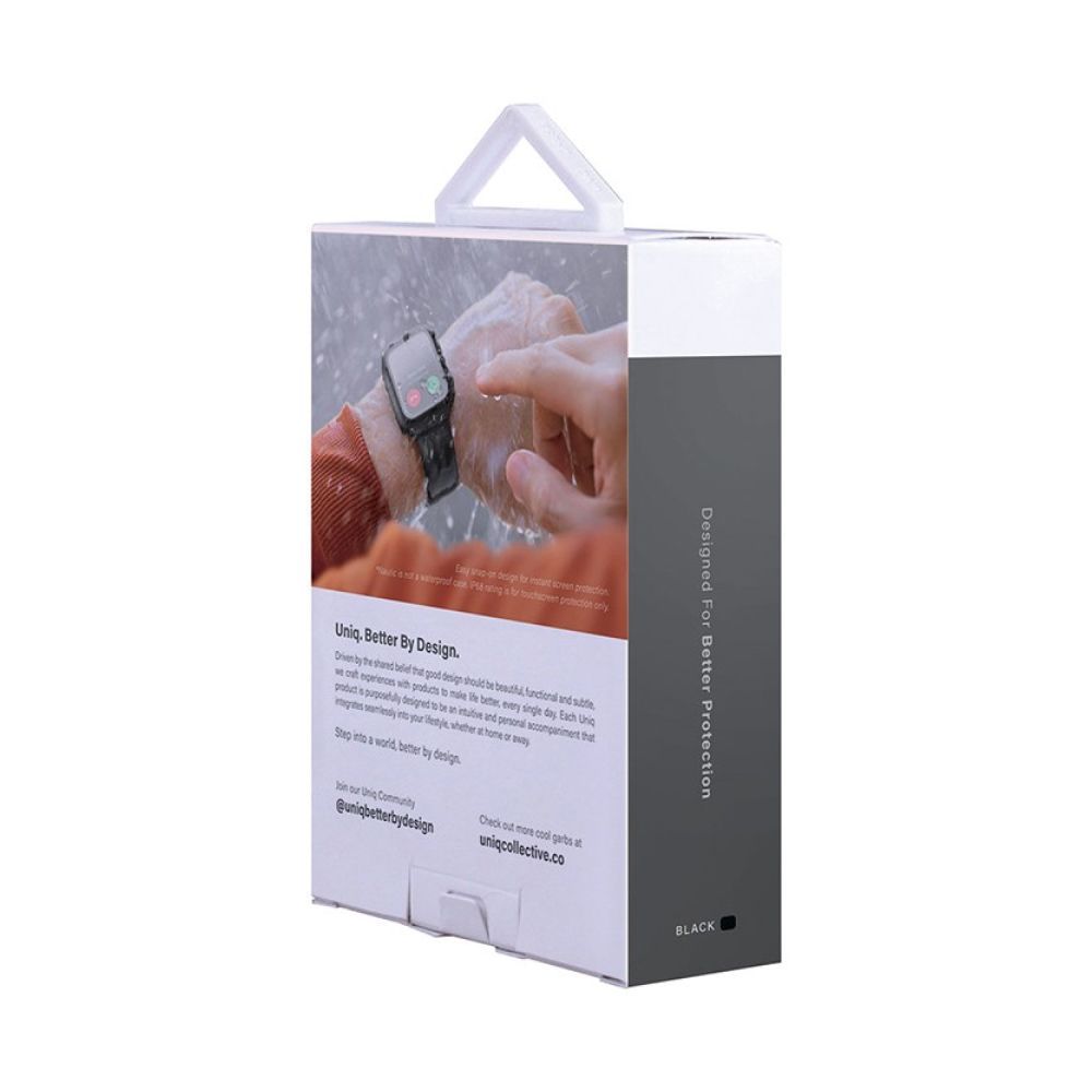 Чехол Uniq Nautic +9H glass влагозащищённый IP68 для Apple Watch 4/5/6/SE 40мм. Цвет: чёрный