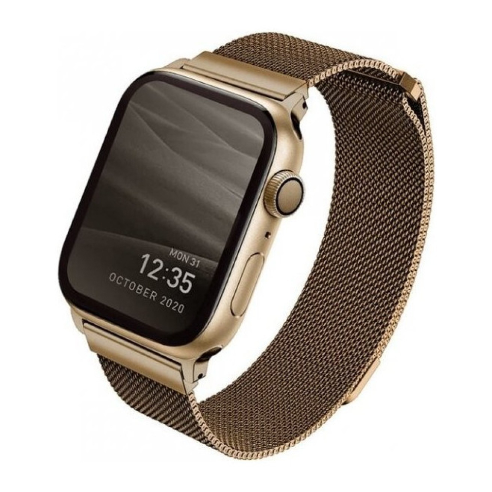 Ремешок из стали Uniq Dante Strap Mesh для Apple Watch 42мм/44мм. Цвет: золотой