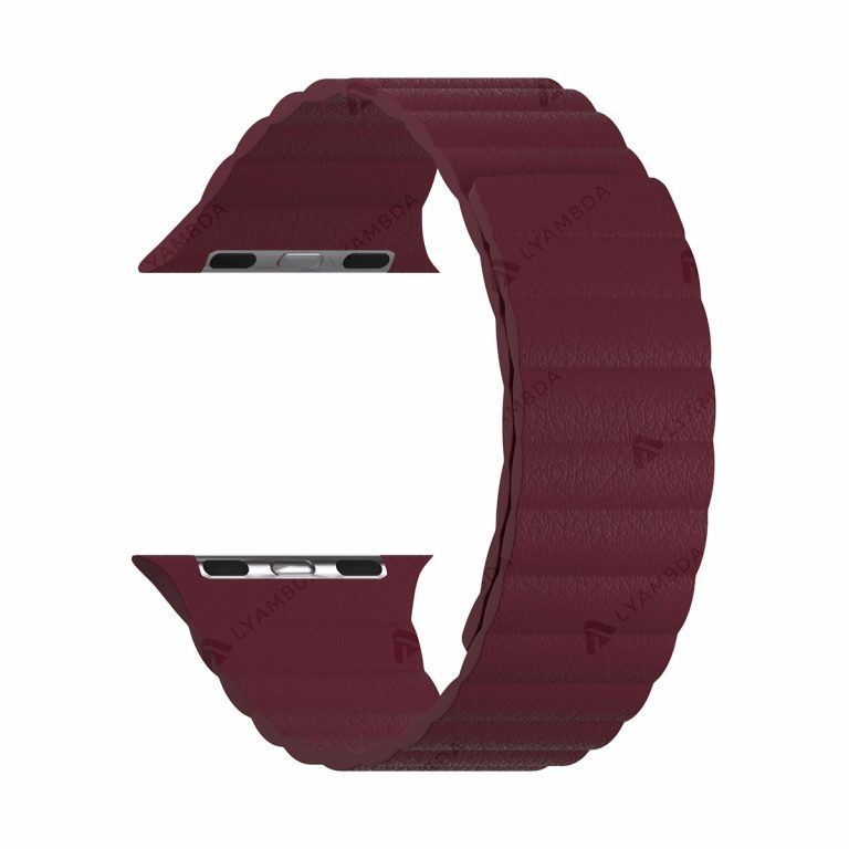 Ремешок кожаный Lyambda Pollux для Apple Watch 42мм/44мм. Цвет: "Винный красный"