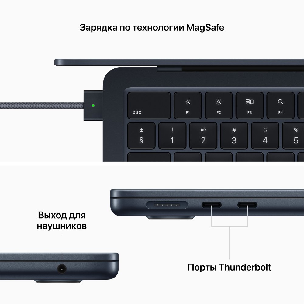Ноутбук Apple MacBook Air 13" (M2, 2022), 512 ГБ SSD Цвет: "Тёмная ночь"