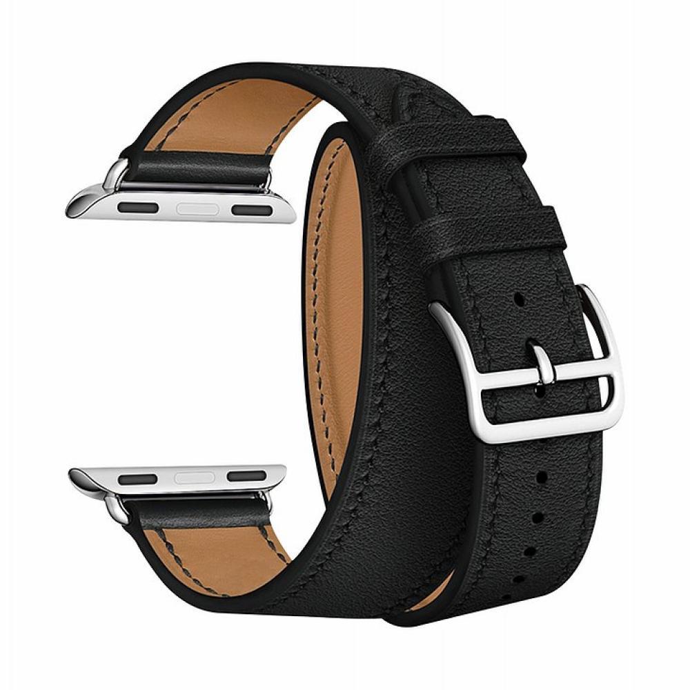 Ремешок кожаный Lyambda Meridiana для Apple Watch 42мм/44мм. Цвет: чёрный