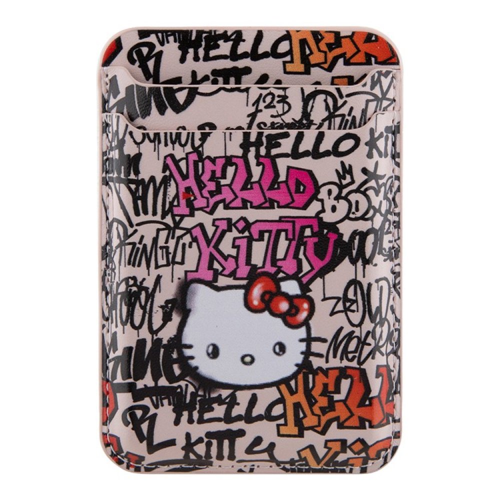 Магнитный бумажник Hello Kitty Cardslot MagSafe PU leather Graffiti Tags. Цвет: розовый