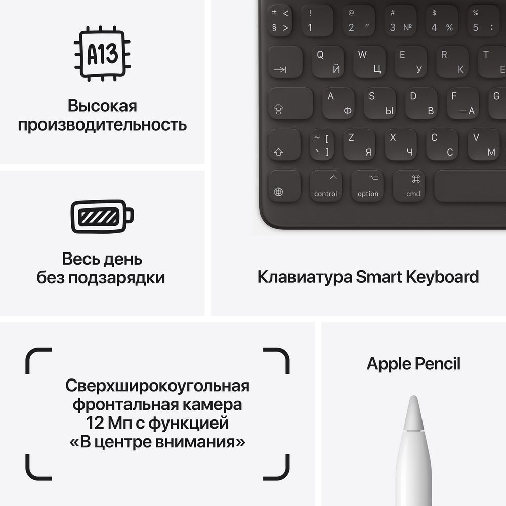 Планшет Apple iPad 10,2" (2021) Wi-Fi 64 ГБ. Цвет: серебристый