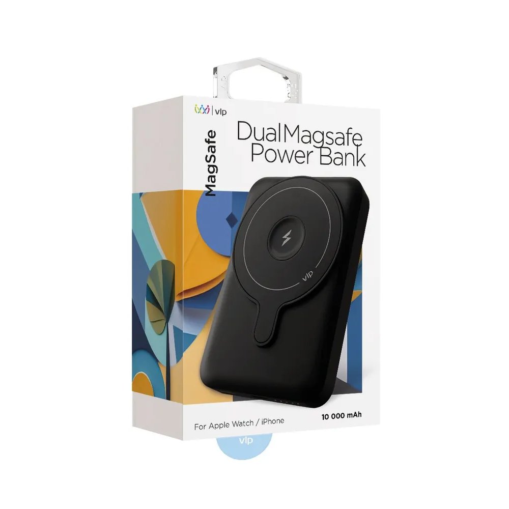 Внешний аккумулятор VLP Dual Magsafe PowerBank 10000 mAh, 3A, USB-C. Цвет: чёрный