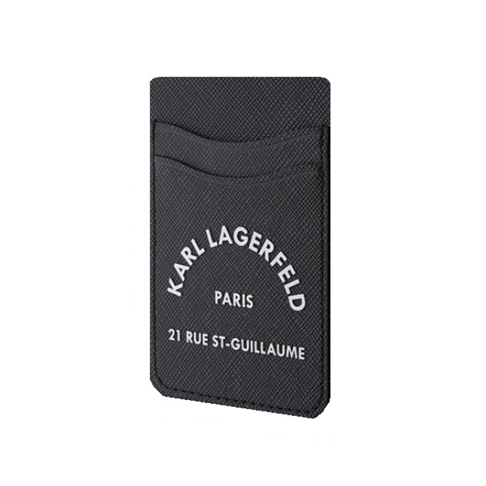Магнитный бумажник Lagerfeld Wallet Cardslot MagSafe Stand Saffiano RSG logo. Цвет: чёрный