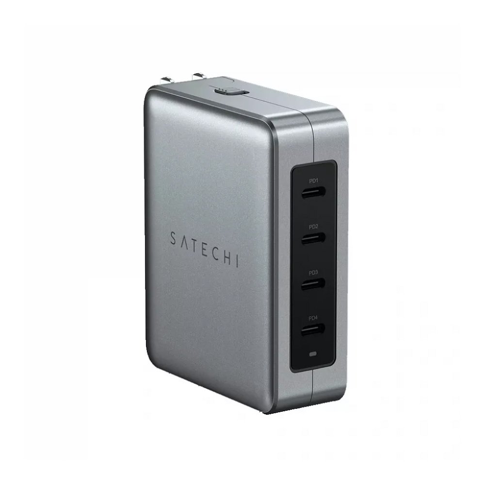 Сетевое зарядное устройство Satechi 145W USB-C 4-Port PD GaN Travel Charger. Цвет: "Серый космос"
