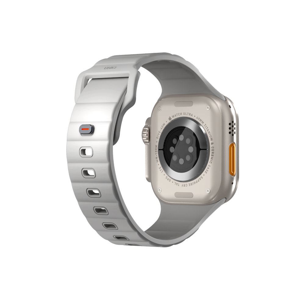 Ремешок силиконовый Uniq Stride FKM для Apple Watch 49мм/45мм/44мм/42мм. Цвет: серый