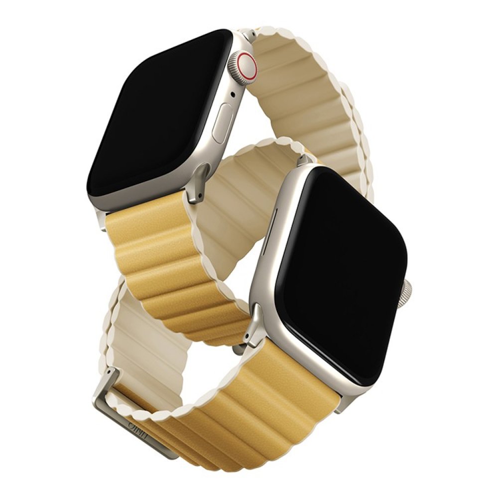 Ремешок кожаный/силиконовый Uniq Revix Premium Ed. для Apple Watch 38/40/41мм. Цвет: жёлтый/бежевый