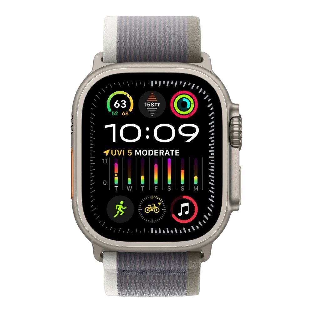Apple Watch Ultra 2, 49мм, ремешок "Походная петля" зелено-серого цвета