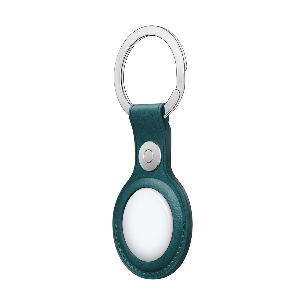 Кожаный брелок для AirTag с кольцом для ключей. Цвет: "Зелёный лес"