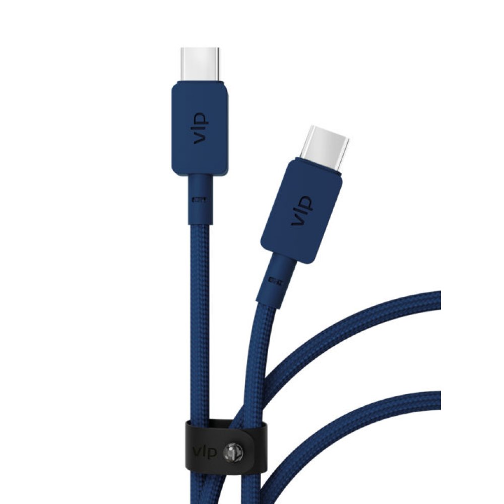 Кабель VLP Nylon Cable USB-C — USB-C, 100 Вт, 1.2м. Цвет: тёмно-синий