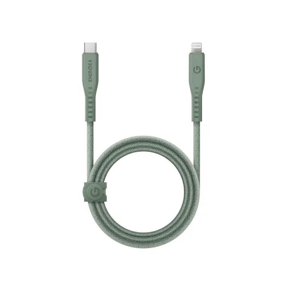 Кабель EnergEA FLOW USB-C - Lightning MFI, PD 60Вт, 3А, 1.5м. Цвет: зелёный