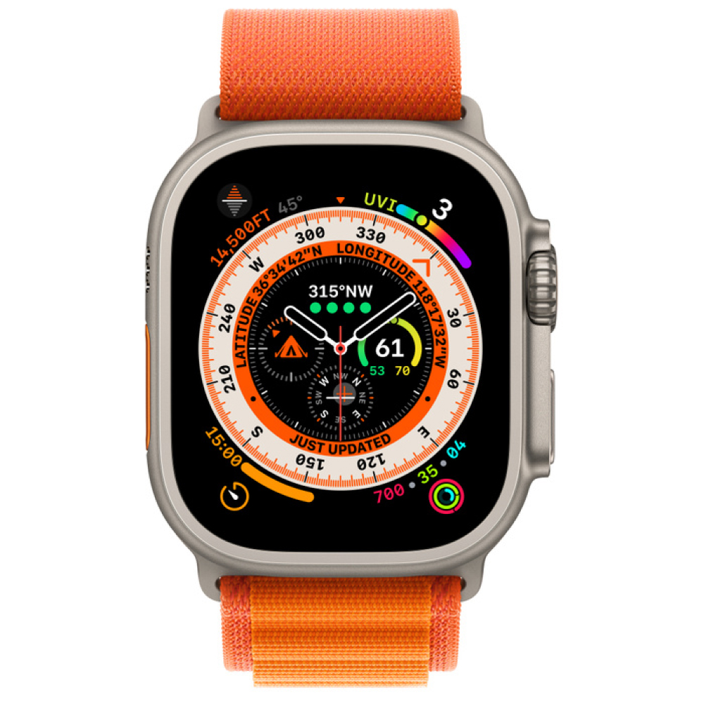 Apple Watch Ultra, 49мм, ремешок "Альпийская петля" оранжевого цвета