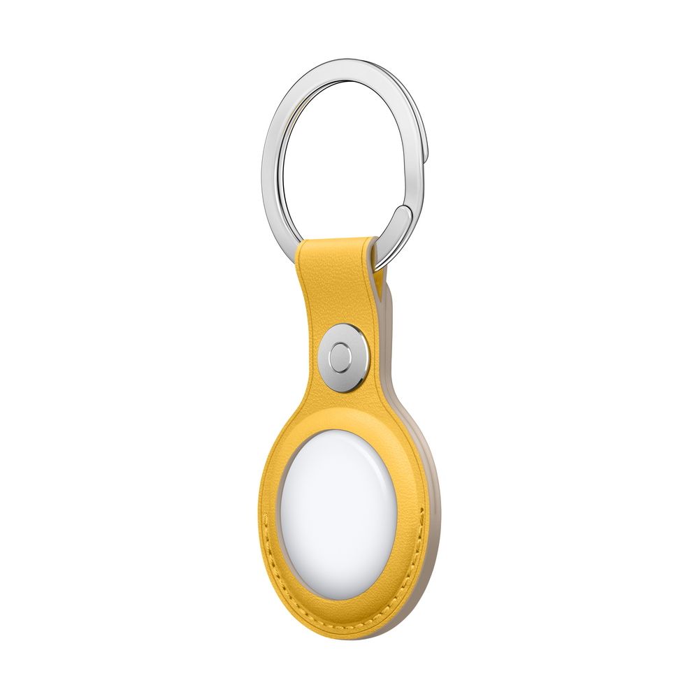 Кожаный брелок для AirTag с кольцом для ключей. Цвет: "Лимонный сироп"