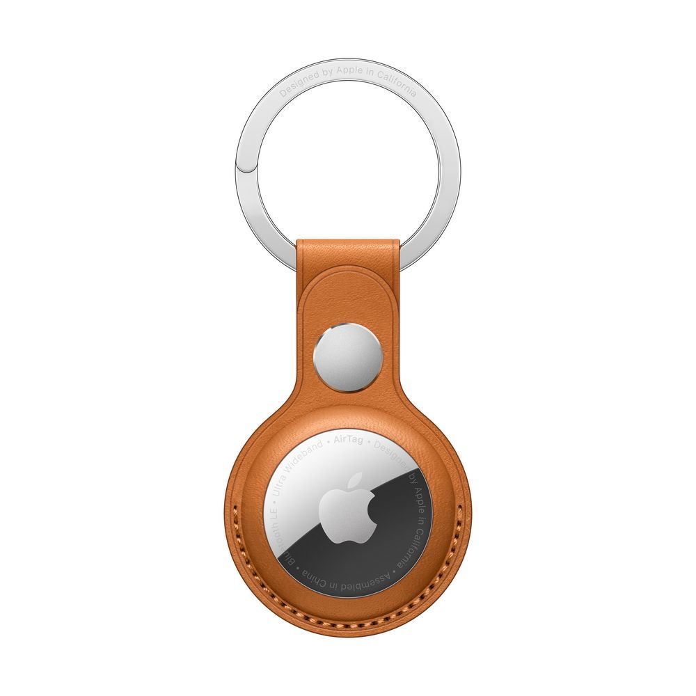 Кожаный брелок для AirTag с кольцом для ключей. Цвет: "Золотистая охра"