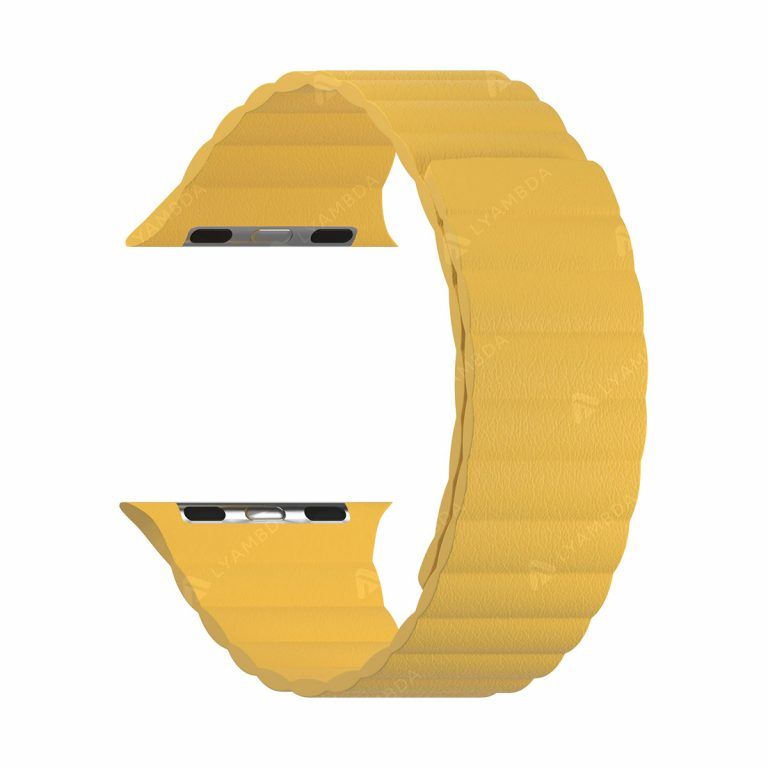 Ремешок кожаный Lyambda Pollux для Apple Watch 38мм/40мм. Цвет: жёлтый