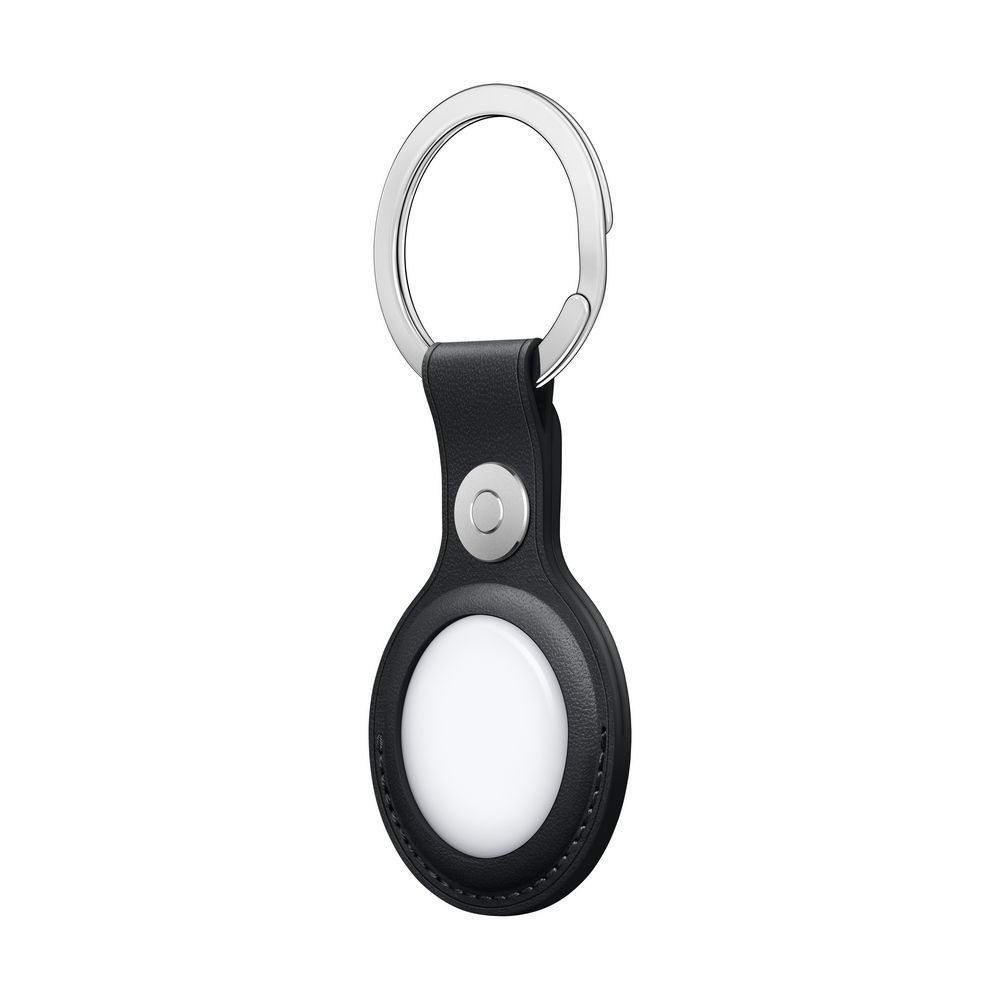 Кожаный брелок для AirTag с кольцом для ключей. Цвет: "Тёмная ночь"
