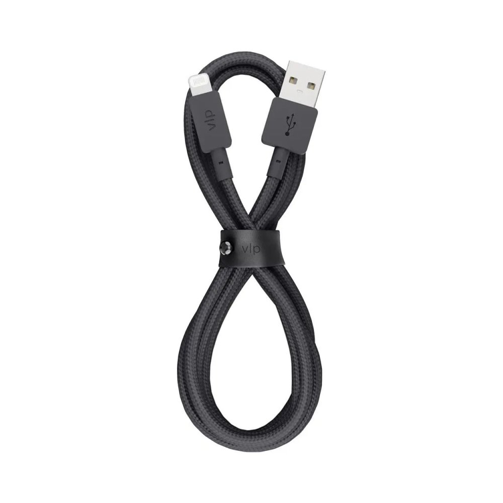 Кабель VLP Nylon Cable MFI Lightning — USB-A, 1.2 м. Цвет: чёрный