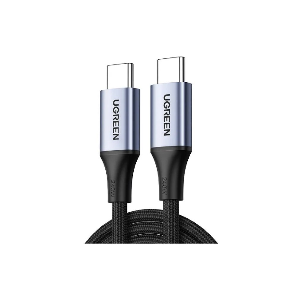 Кабель UGREEN USB-C to USB-C Cable 240W Aluminum Case в оплетке, 2м. Цвет: "серый космос"