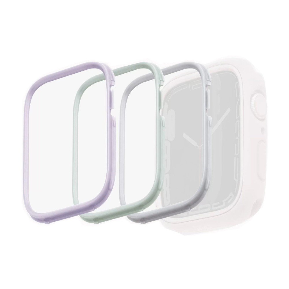 Набор безелей для чехла Uniq Moduo для Apple Watch 41/40 мм. Цвет: серо-зелёный/лиловый/белый
