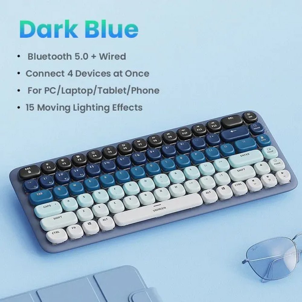 Клавиатура механическая UGREEN KU101 FUN+, USB-C & Bluetoot. Цвет: синий