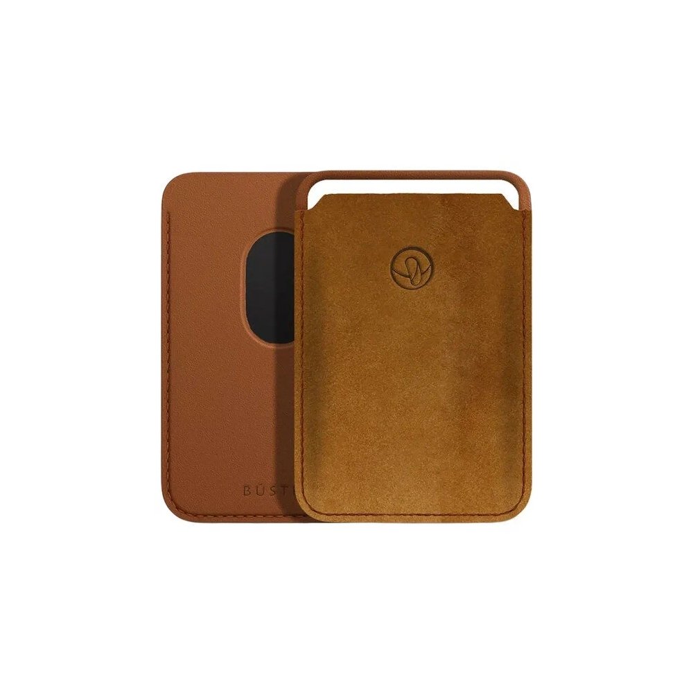 Магнитный бумажник Bustha MagSafe Suede/Leather Wallet (Mustard/Saddle). Цвет: горчичный