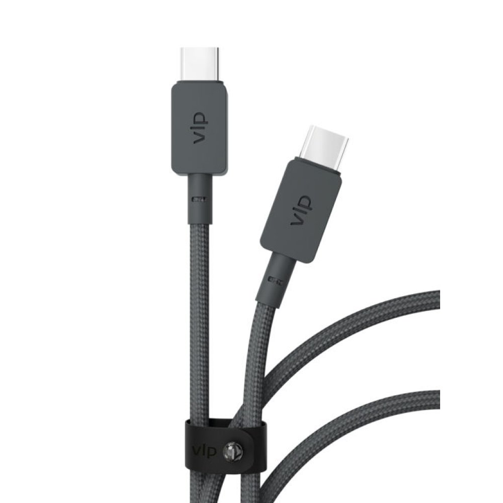 Кабель VLP Nylon Cable USB-C — USB-C, 100 Вт, 2м. Цвет: чёрный