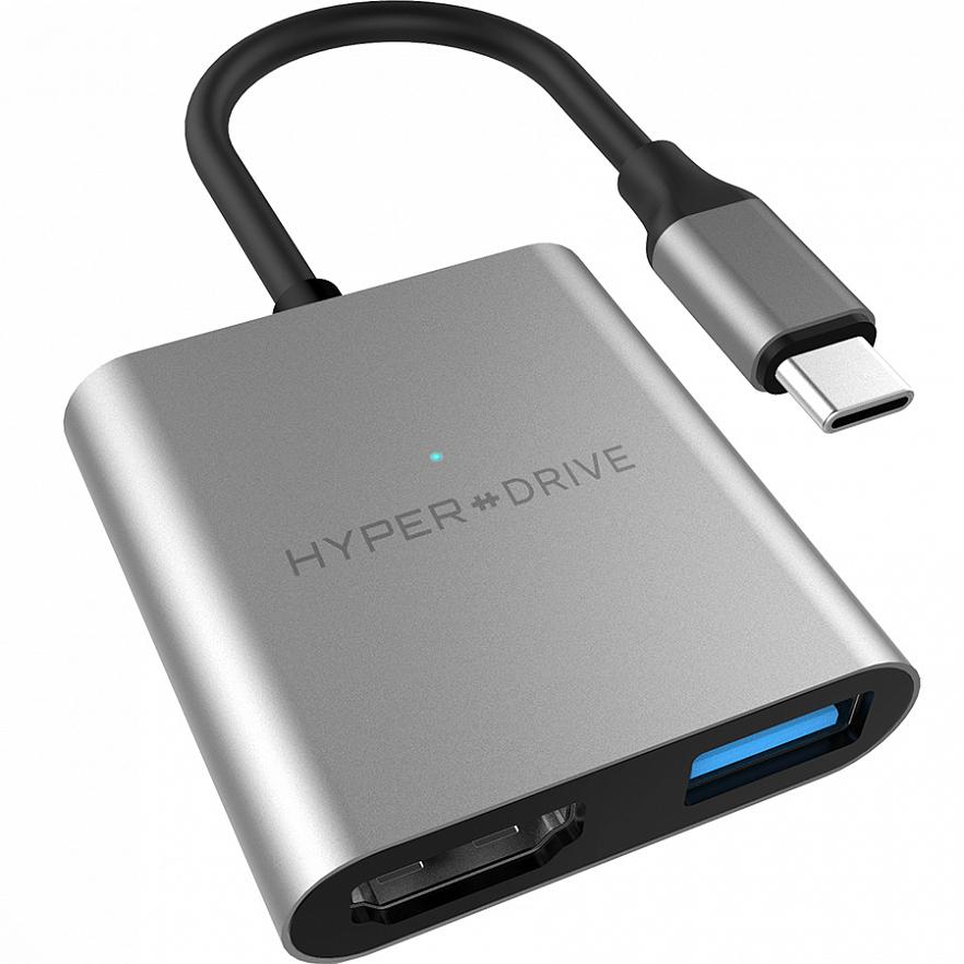 Хаб USB Hyper HyperDrive 4K HDMI 3in1 DUO для MacBook. Цвет: "Серый космос"